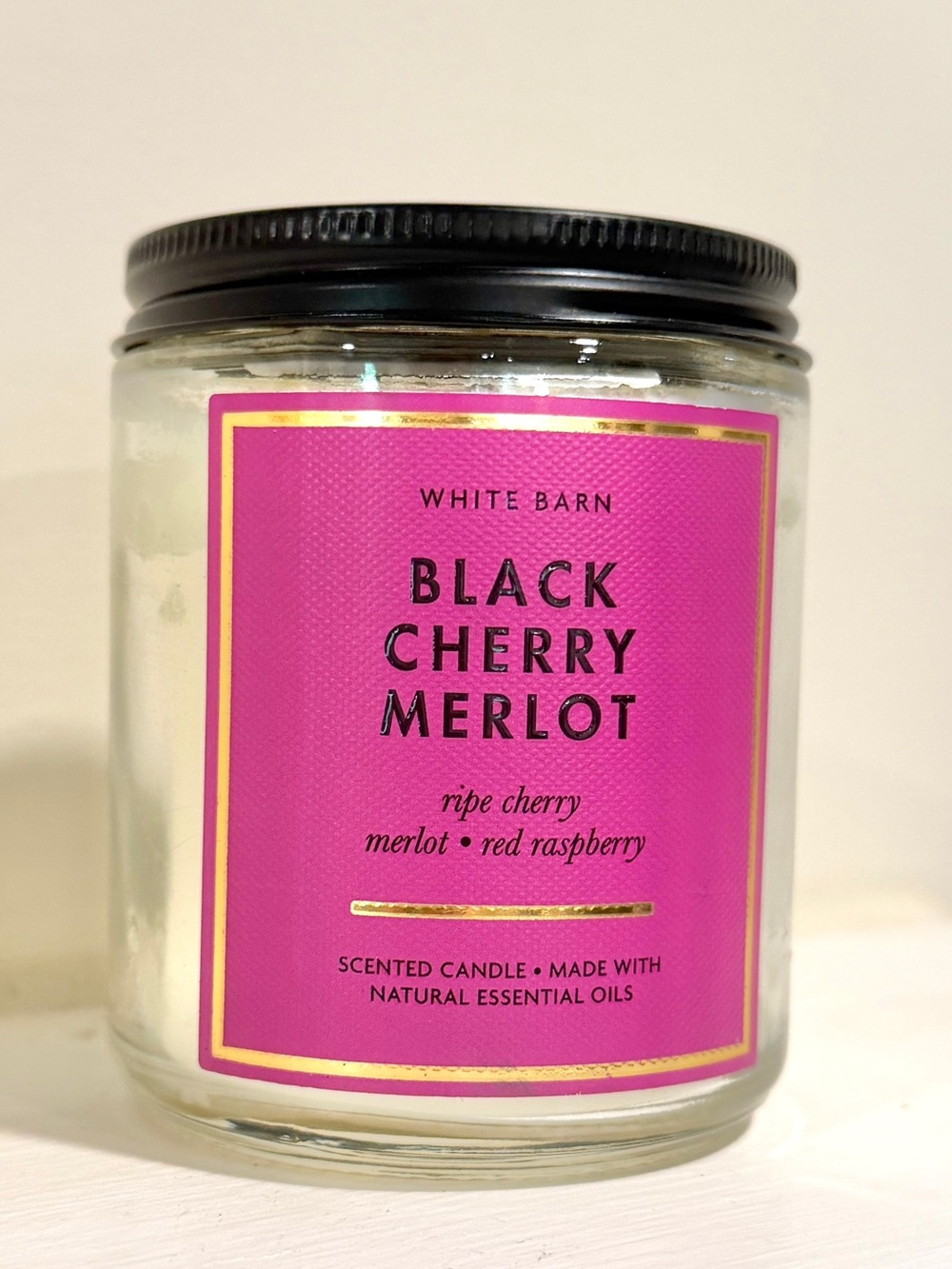 New Bath and Body Works White Barn Black Cherry Merlot Single Wick Candle 7 oz